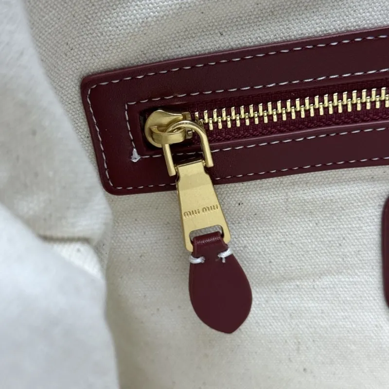 Miu Miu Burgundy Leather Tote Bag - Image 8