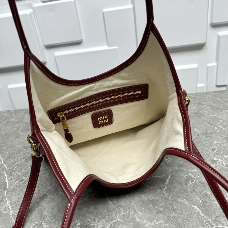 Miu Miu Burgundy Leather Tote Bag - Image 9