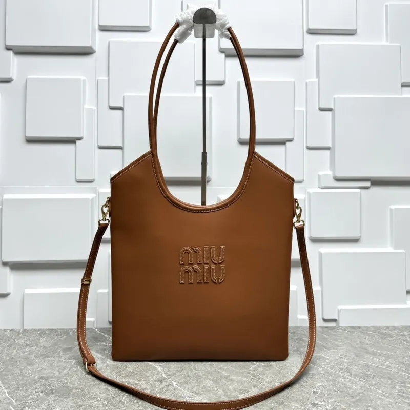 MIU MIU Brown Leather Tote Bag
