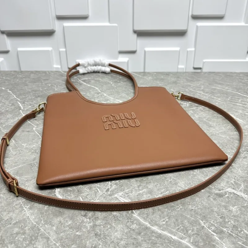 MIU MIU Brown Leather Tote Bag - Image 6