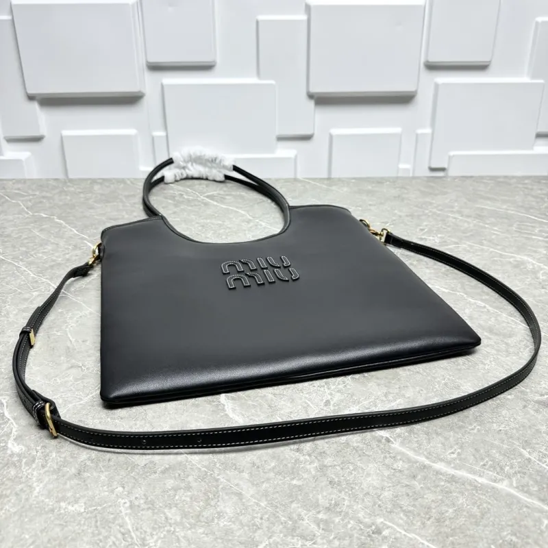 MIU MIU Black Leather Top Handle Tote Bag - Image 6