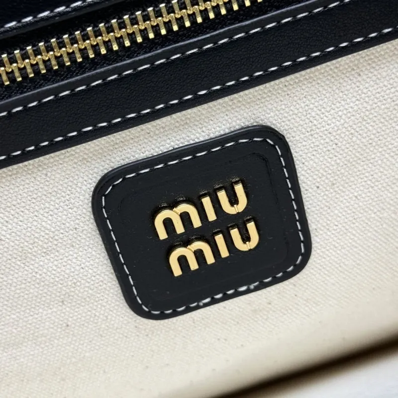 MIU MIU Black Leather Top Handle Tote Bag - Image 7