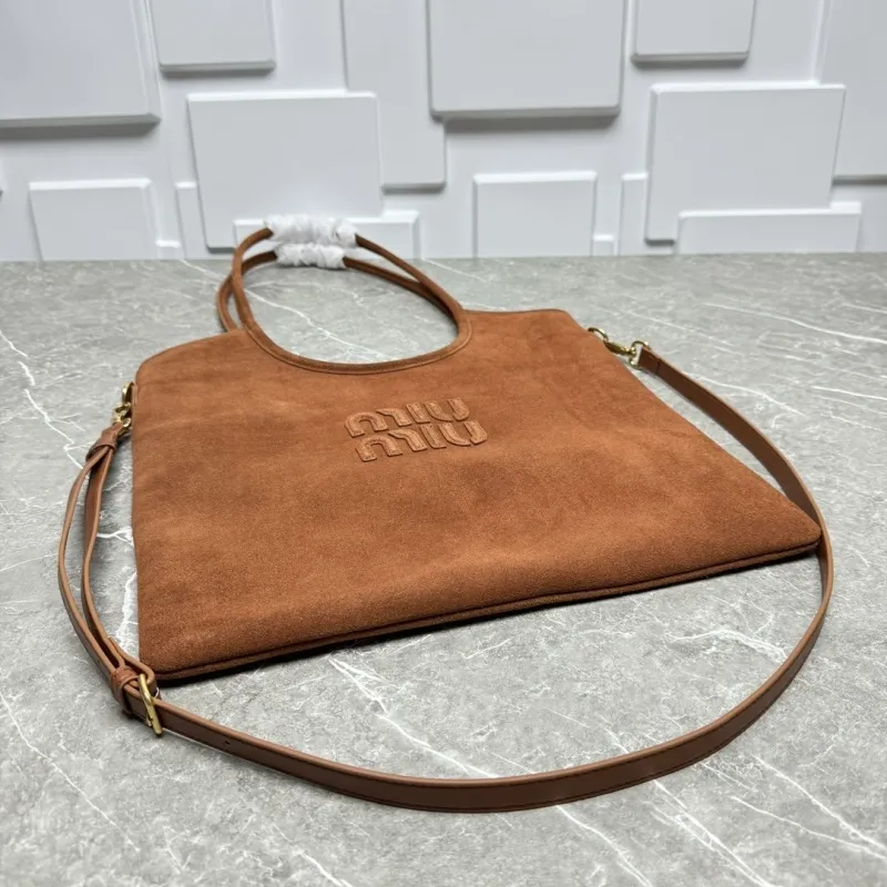 MIU MIU Brown Suede Tote Bag 88 - Image 6