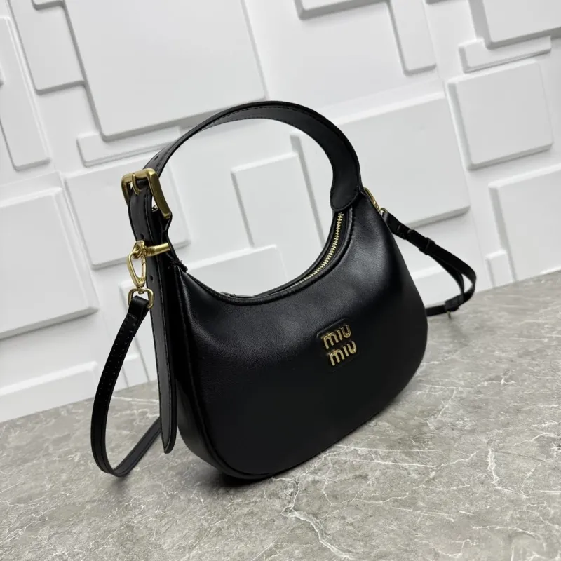 Miu Miu Black Leather Top Handle Hobo Bag - Image 3
