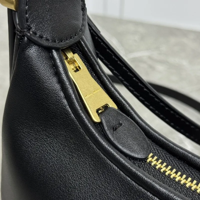 Miu Miu Black Leather Top Handle Hobo Bag - Image 6