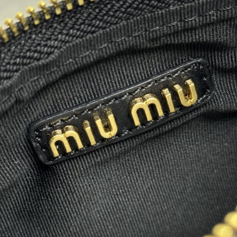 Miu Miu Black Leather Top Handle Hobo Bag - Image 7