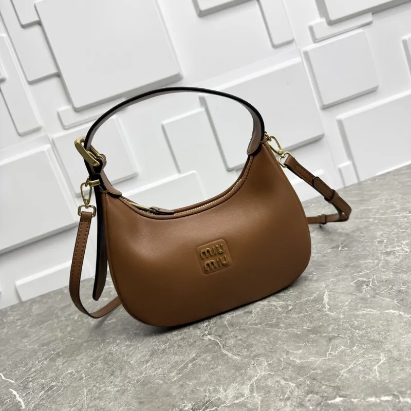 Miu Miu Brown Leather Hobo Shoulder Bag