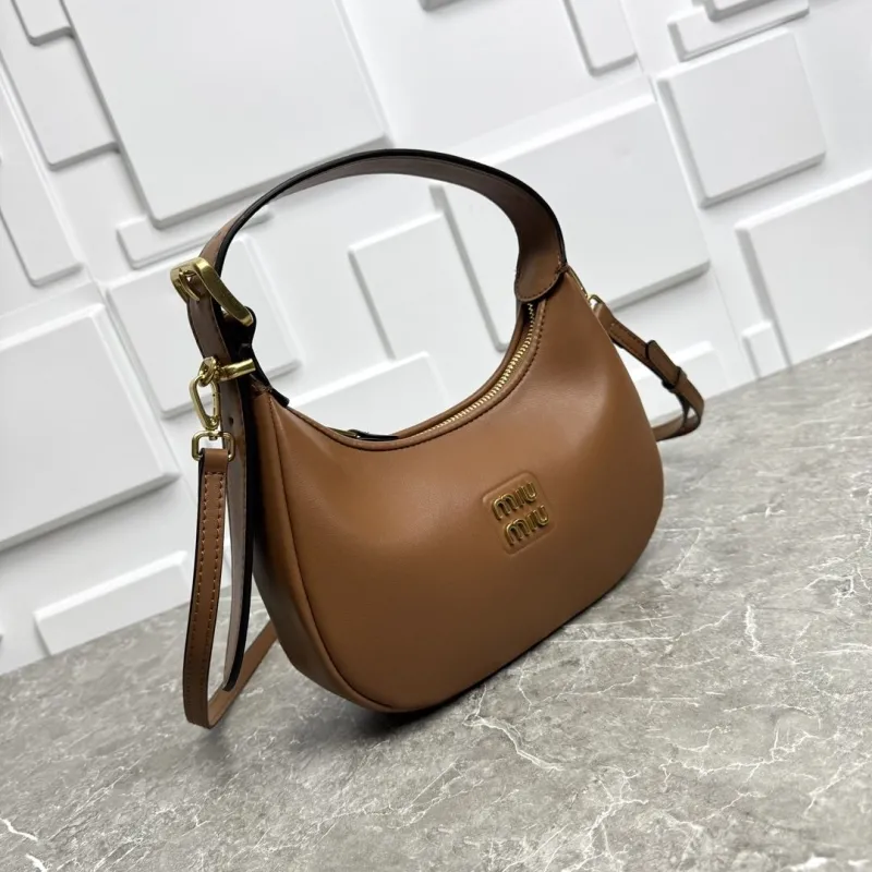 Miu Miu Brown Leather Hobo Shoulder Bag - Image 3