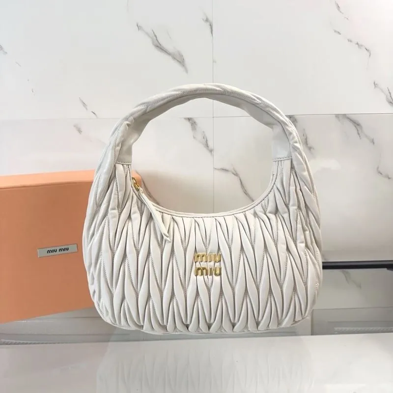Miu Miu White Top Handle Hobo Bag