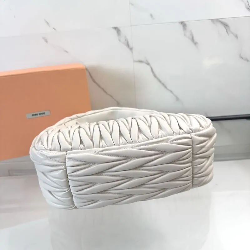 Miu Miu White Top Handle Hobo Bag - Image 6