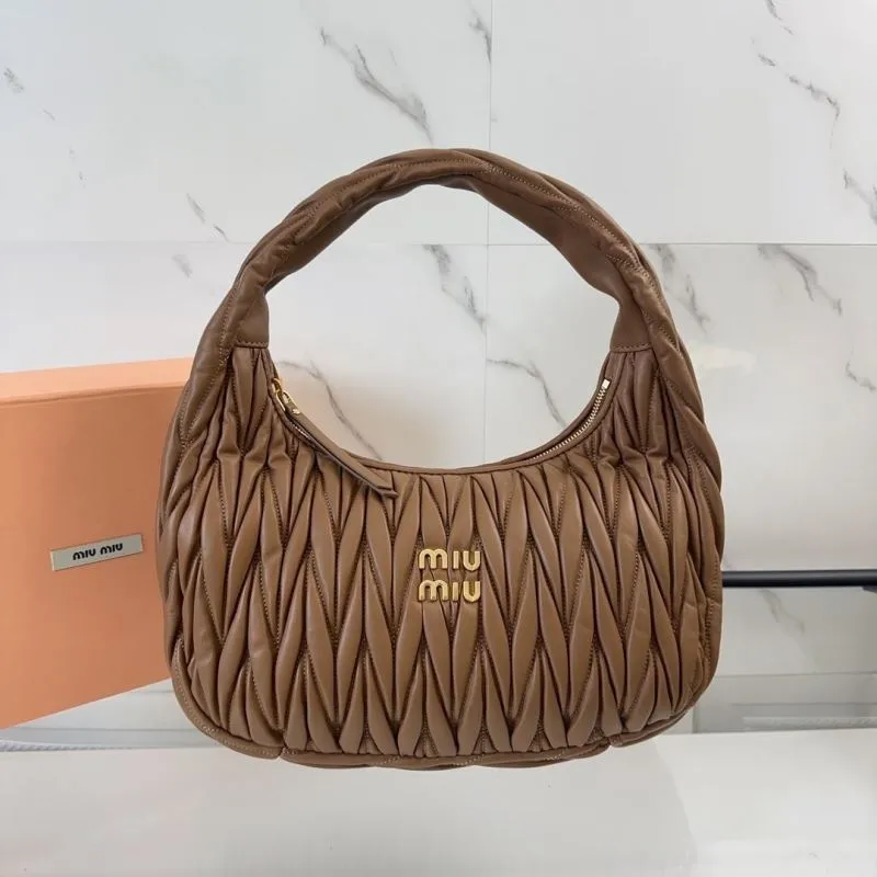 Miu Miu Brown Matelasse Hobo Bag