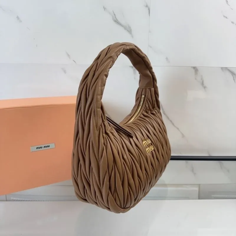 Miu Miu Brown Matelasse Hobo Bag - Image 3