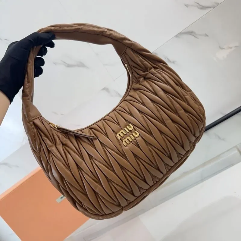 Miu Miu Brown Matelasse Hobo Bag - Image 5