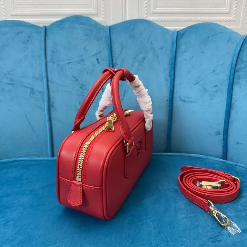 Miu Miu Red Leather Top Handle Crossbody Bag - Image 3