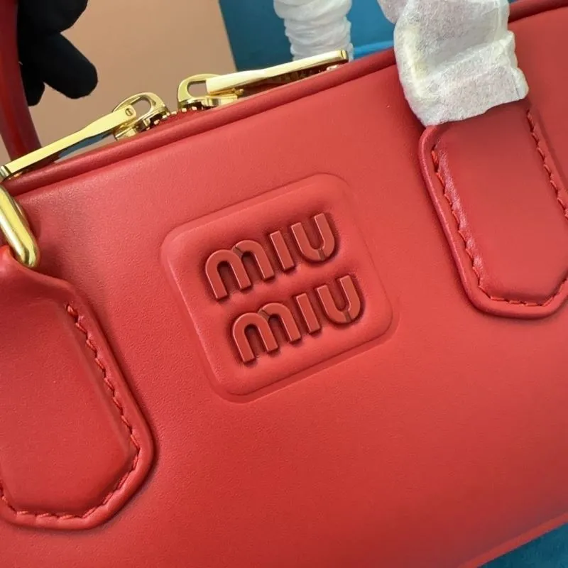 Miu Miu Red Leather Top Handle Crossbody Bag - Image 4