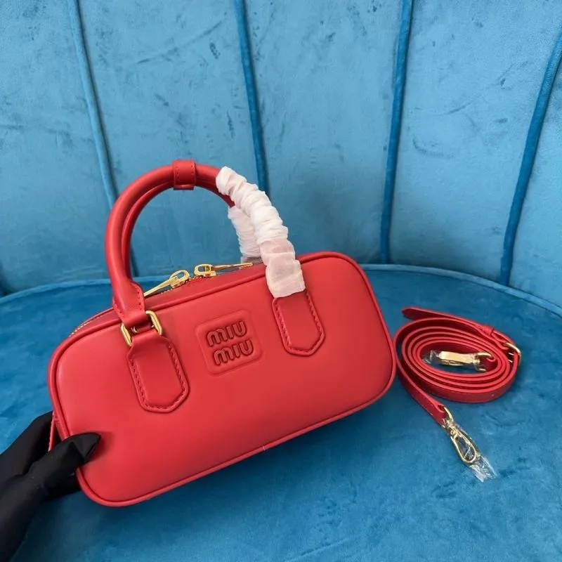 Miu Miu Red Leather Top Handle Crossbody Bag - Image 5