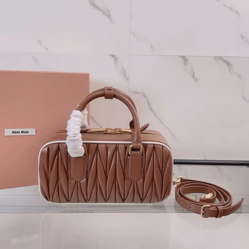 Alternative view of Miu Miu Brown Matelasse Top Handle Crossbody Bag 106