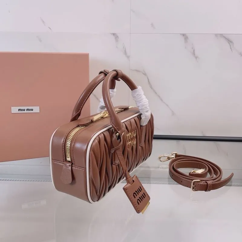 Miu Miu Brown Matelasse Top Handle Crossbody Bag 106 - Image 3