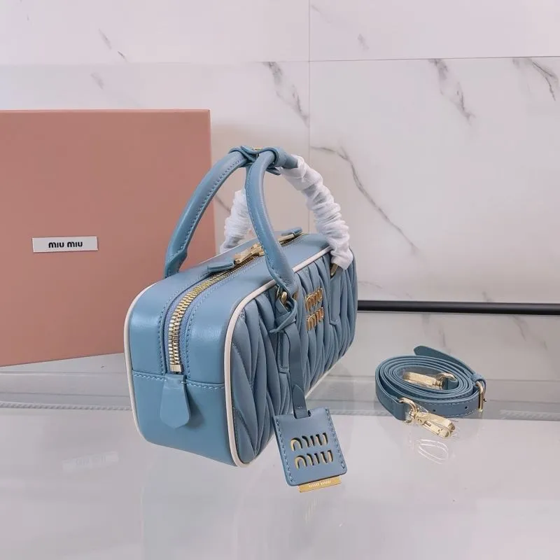 Miu Miu Light Blue Matelasse Top Handle Bag - Image 3