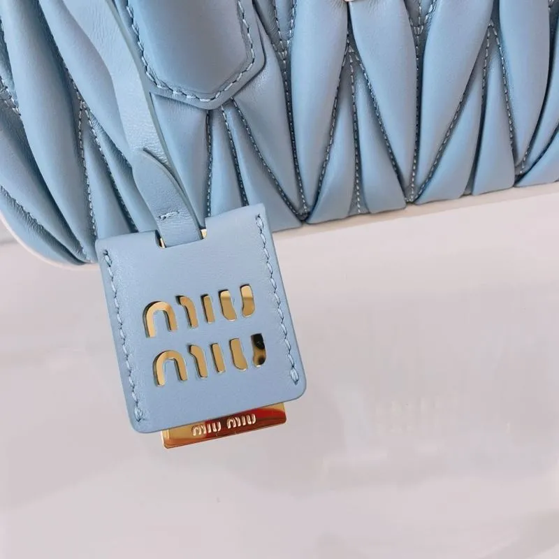 Miu Miu Light Blue Matelasse Top Handle Bag - Image 5