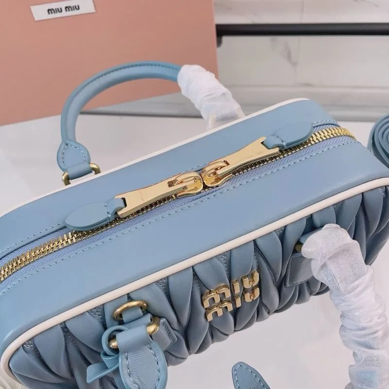Miu Miu Light Blue Matelasse Top Handle Bag - Image 7