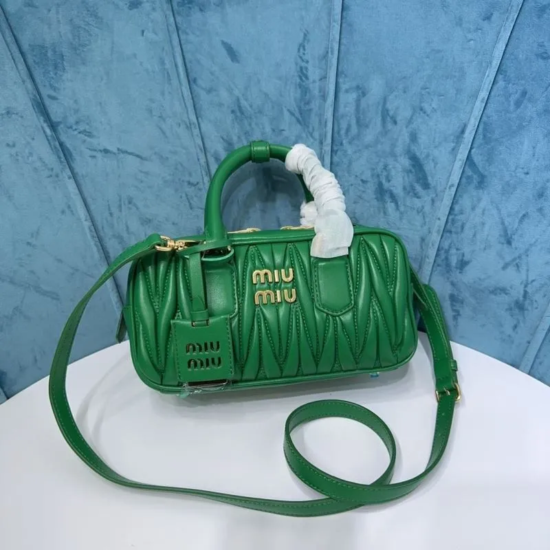 Miu Miu Green Matelasse Top Handle Crossbody Bag 111