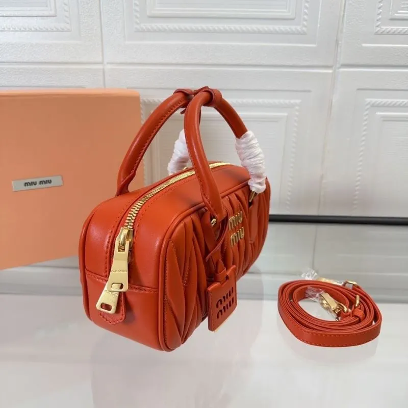 Miu Miu Orange Matelasse Top Handle Crossbody Bag - Image 3