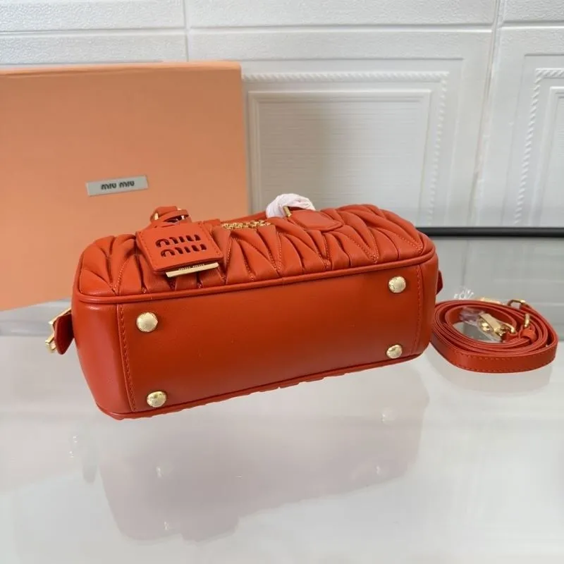Miu Miu Orange Matelasse Top Handle Crossbody Bag - Image 5