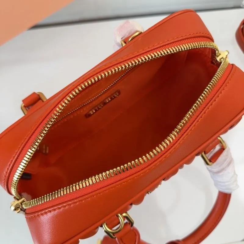 Miu Miu Orange Matelasse Top Handle Crossbody Bag - Image 7