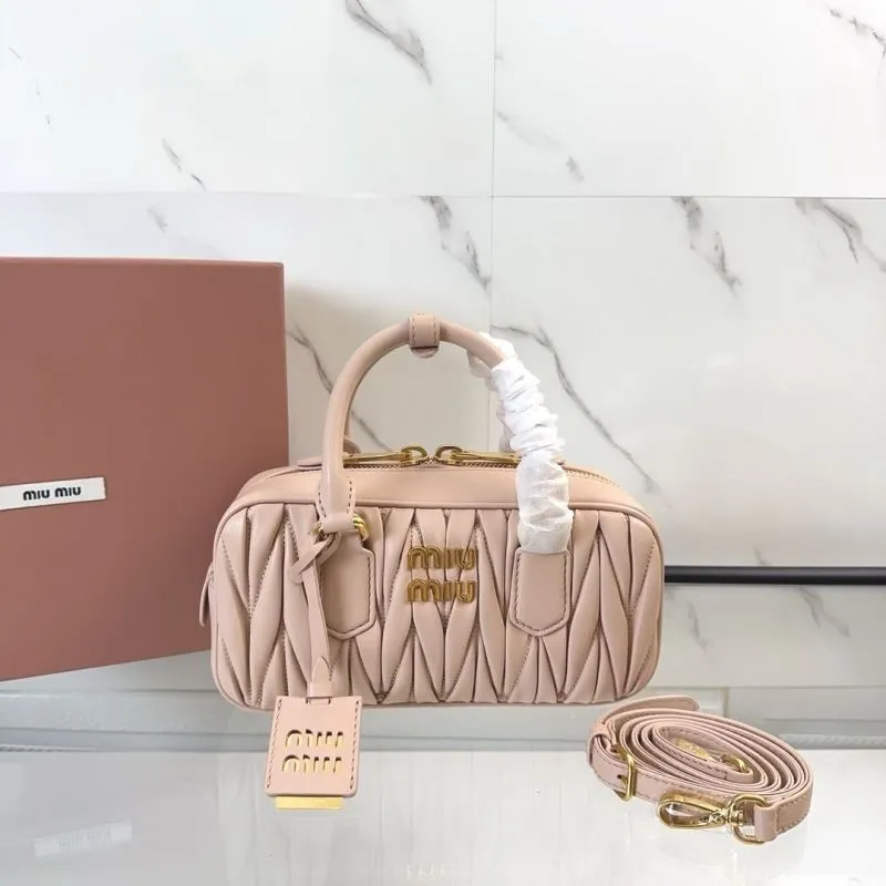 Miu Miu Nude Pink Top Handle Bag with Strap