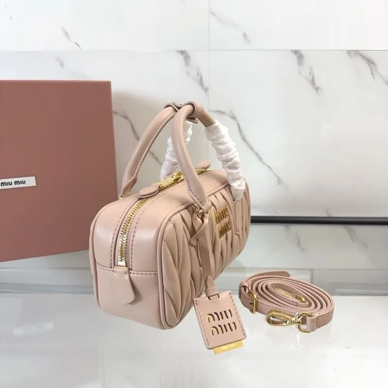 Miu Miu Nude Pink Top Handle Bag with Strap - Image 3