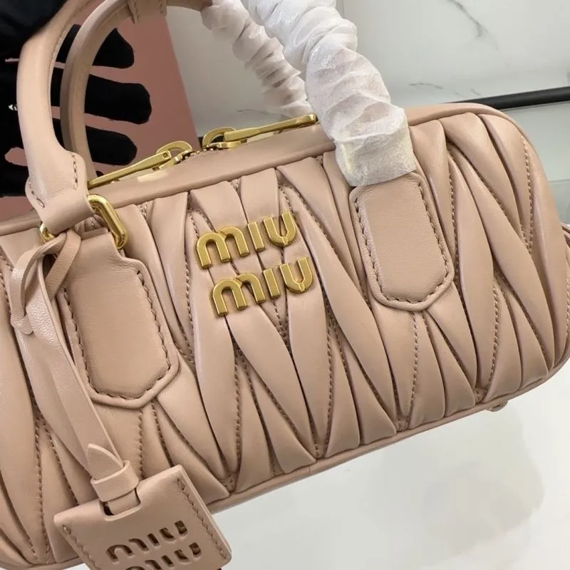 Miu Miu Nude Pink Top Handle Bag with Strap - Image 4