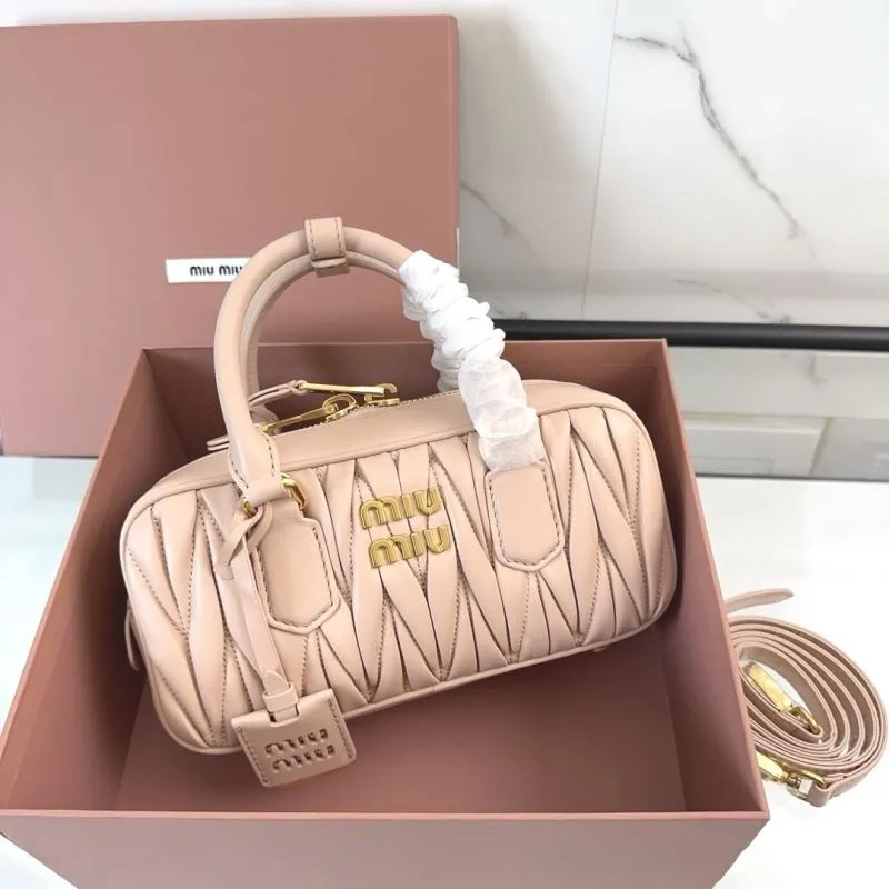 Miu Miu Nude Pink Top Handle Bag with Strap - Image 9