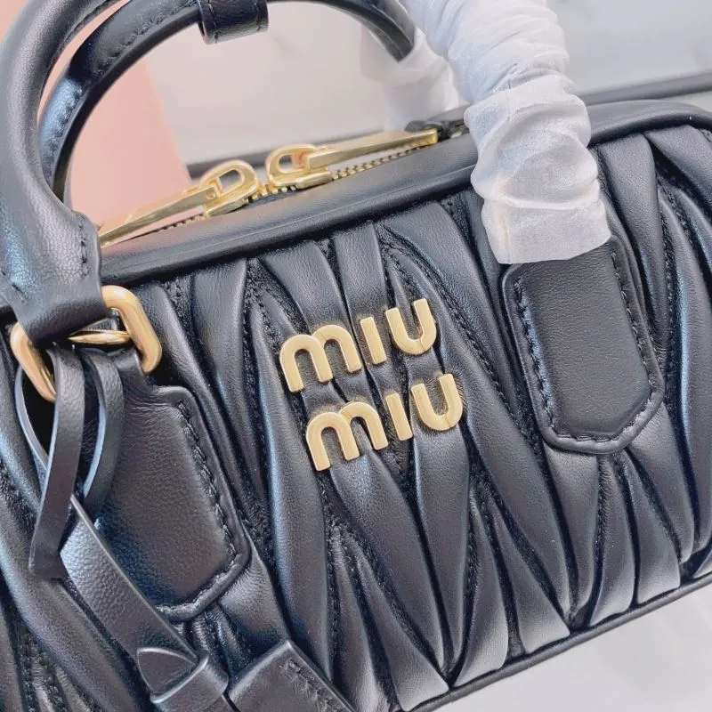 Miu Miu Black Matelasse Top Handle Crossbody Bag - Image 4