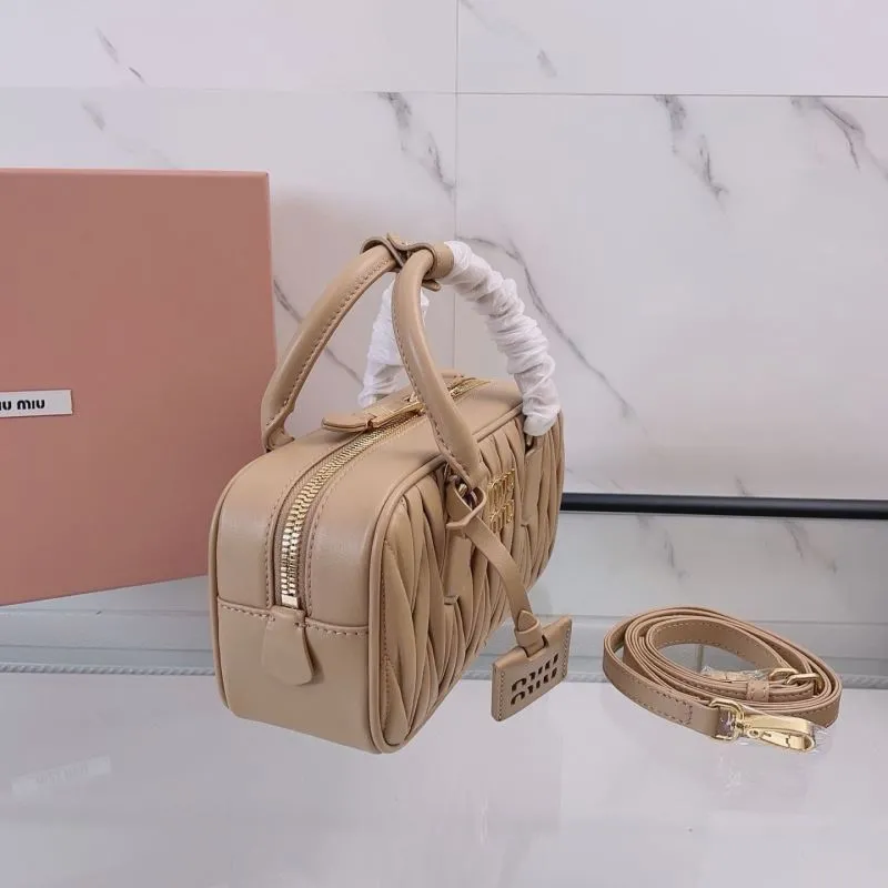 Miu Miu Beige Matelassé Top Handle Crossbody Bag - Image 3