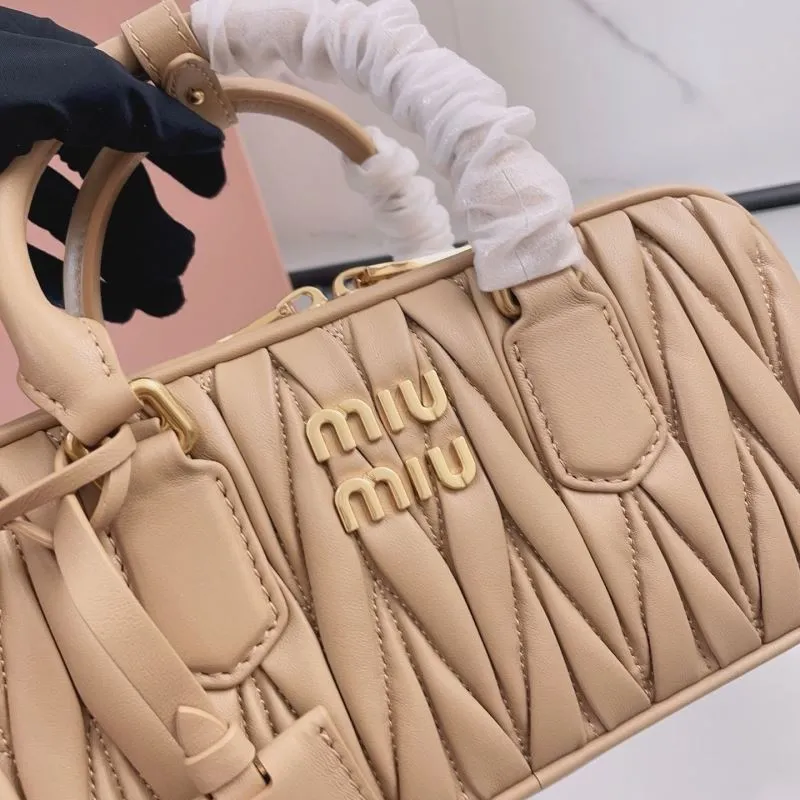 Miu Miu Beige Matelassé Top Handle Crossbody Bag - Image 4