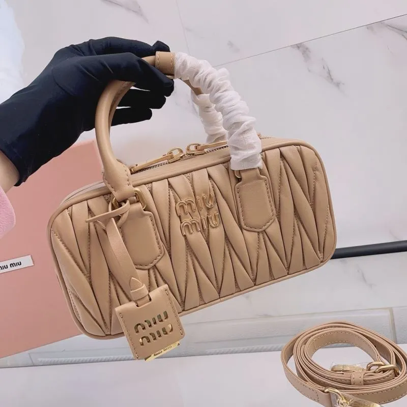 Miu Miu Beige Matelassé Top Handle Crossbody Bag - Image 5