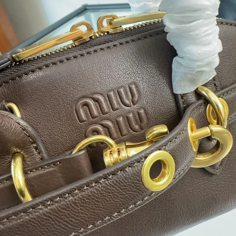 Miu Miu Dark Brown Leather Top Handle Crossbody Bag 120 - Image 4