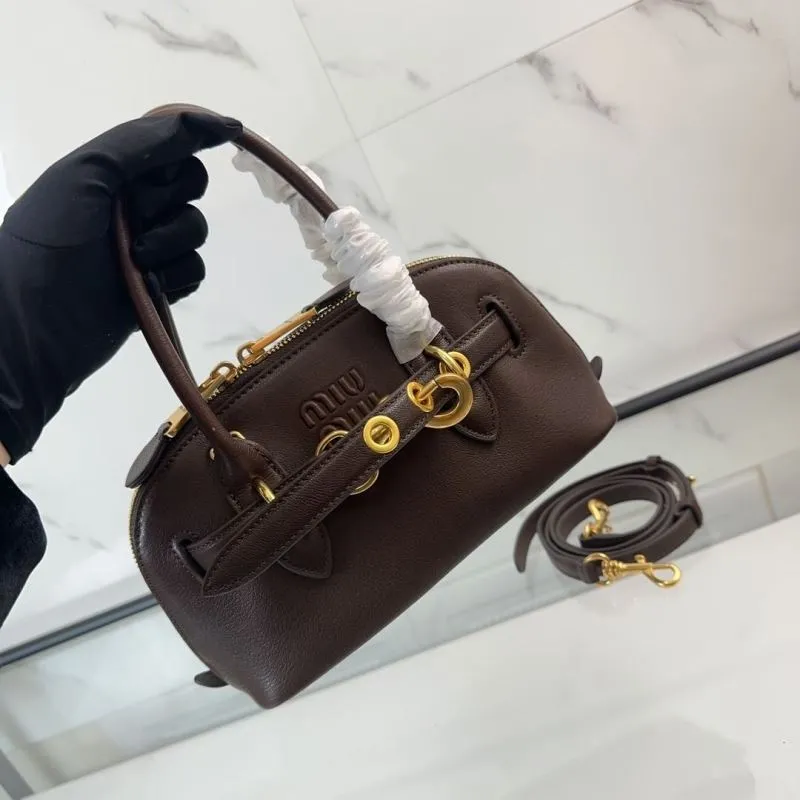 Miu Miu Dark Brown Leather Top Handle Crossbody Bag 120 - Image 5