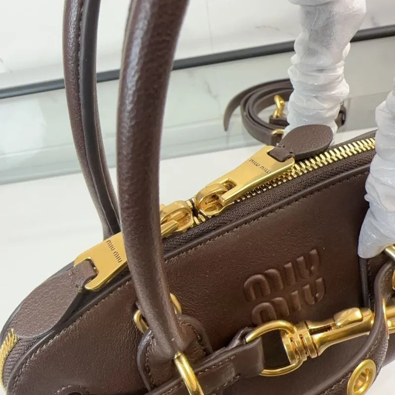Miu Miu Dark Brown Leather Top Handle Crossbody Bag 120 - Image 6