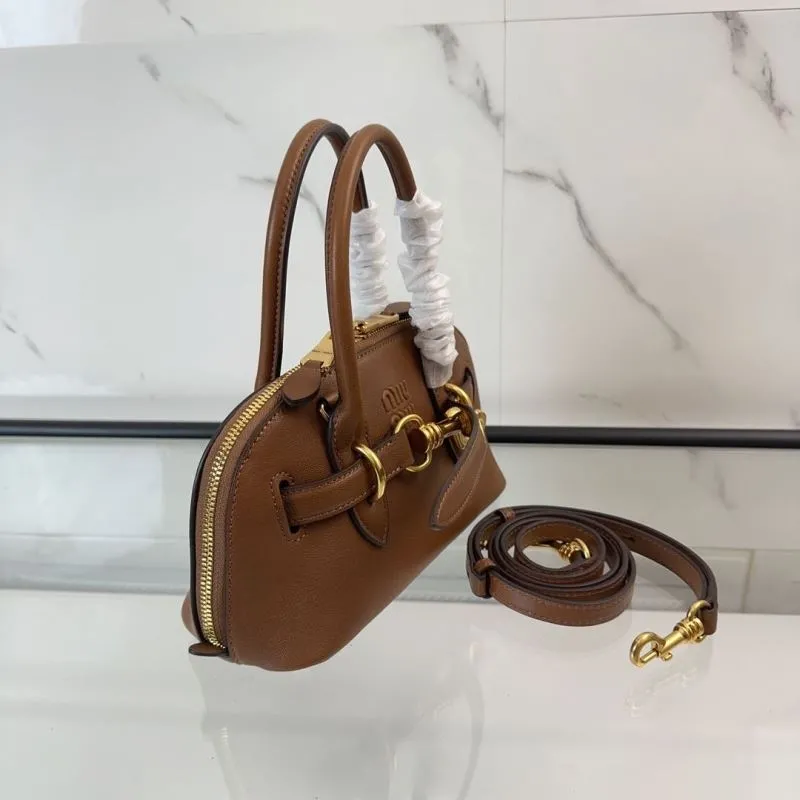 Miu Miu Brown Leather Top Handle Crossbody Bag - Image 3