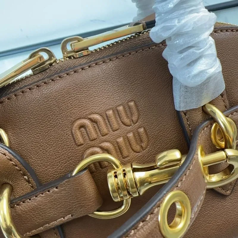 Miu Miu Brown Leather Top Handle Crossbody Bag - Image 4