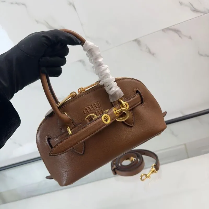 Miu Miu Brown Leather Top Handle Crossbody Bag - Image 5