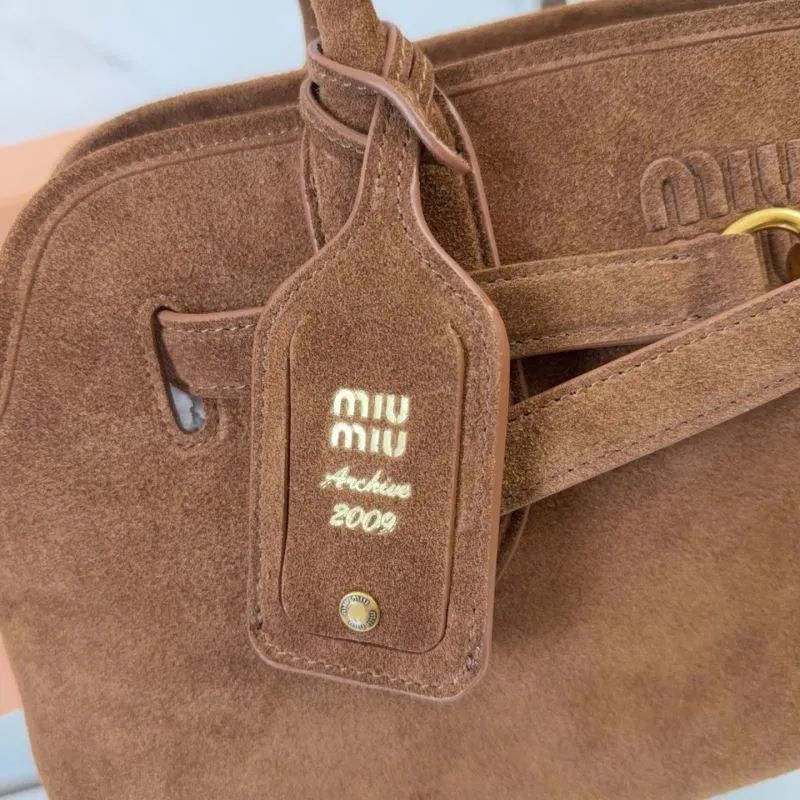 Miu Miu Brown Suede Top Handle Bag - Image 5