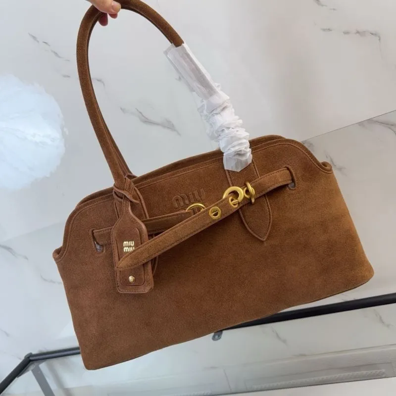 Miu Miu Brown Suede Top Handle Bag - Image 6