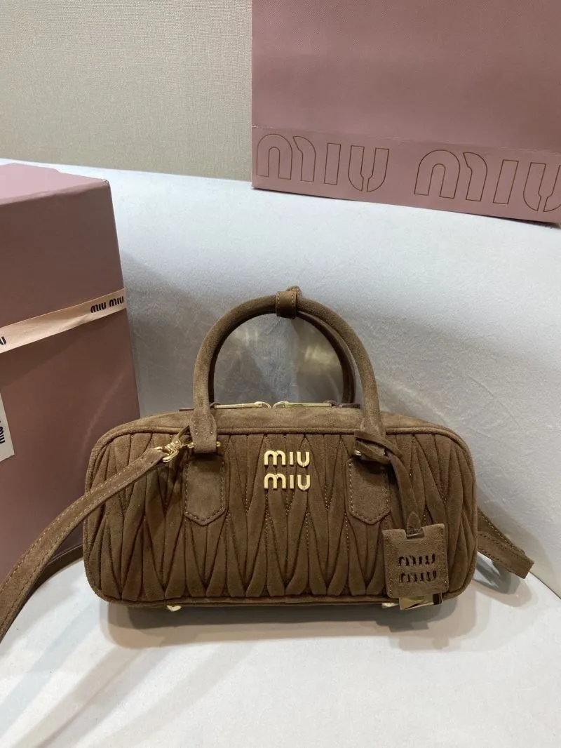 Miu Miu Brown Suede Top Handle Bag