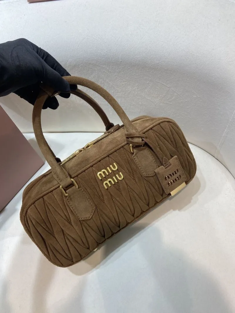 Alternative view of Miu Miu Brown Suede Top Handle Bag
