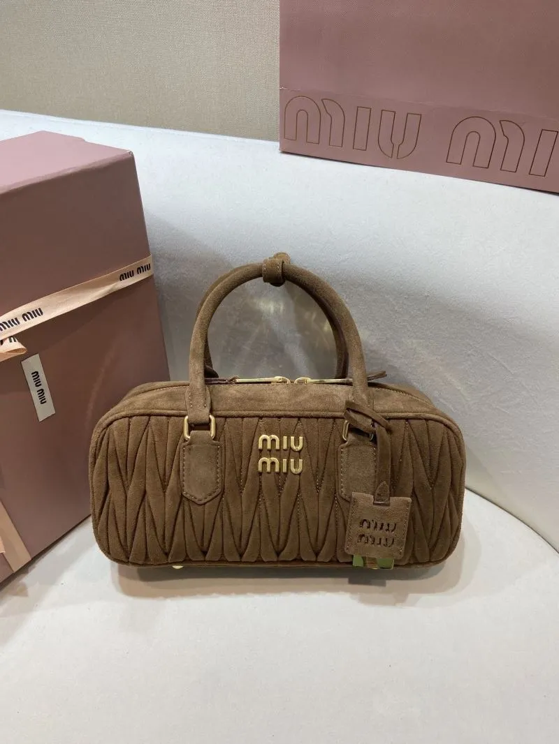 Miu Miu Brown Suede Top Handle Bag - Image 3