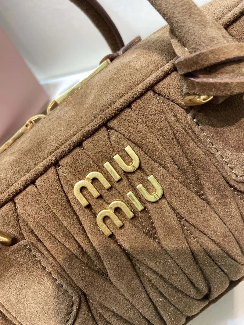 Miu Miu Brown Suede Top Handle Bag - Image 4