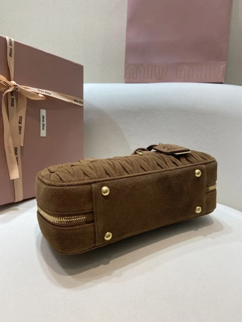 Miu Miu Brown Suede Top Handle Bag - Image 6